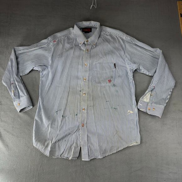 Ariat Work FR Cat 2 Mens Long Sleeve Button Shirt Flame Resistant L PAINT STAINS - Picture 1 of 9